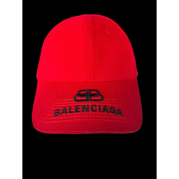 💛SOLD🖤 Balenciaga Embroidered Logo BB Baseball Cap in Red *Classic* - Picture 2 of 4